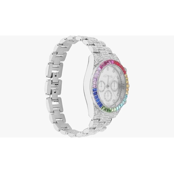 BNIB~Ed Hardy Women's Multi-Color Crystal Silver Analog Watch - Picture 4 of 5